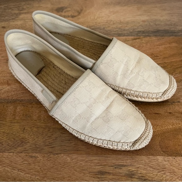 GUCCI GG Canvas & Leather Espadrille Size 40.5 - Picture 1 of 17